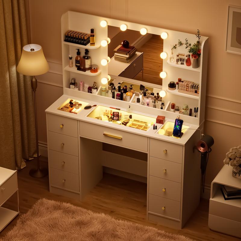 Smart Vanity Desk with LED Mirror