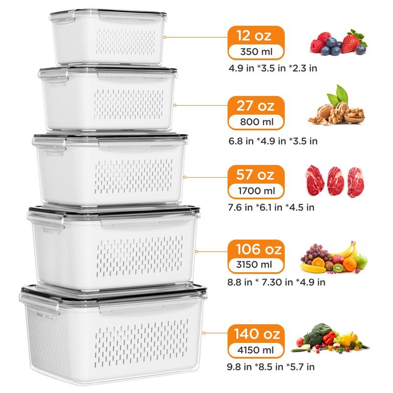 3-in-1 Fruit & Vegetable Storage Containers with Removable Colander