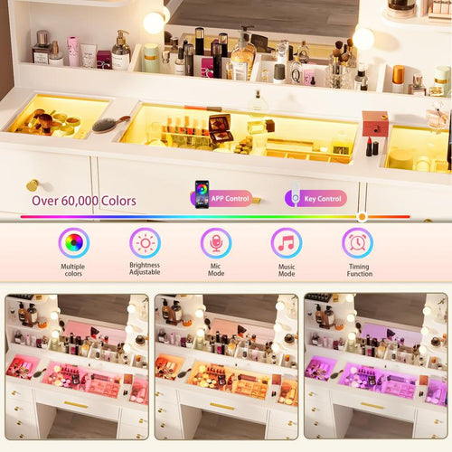 Smart Vanity Desk with LED Mirror