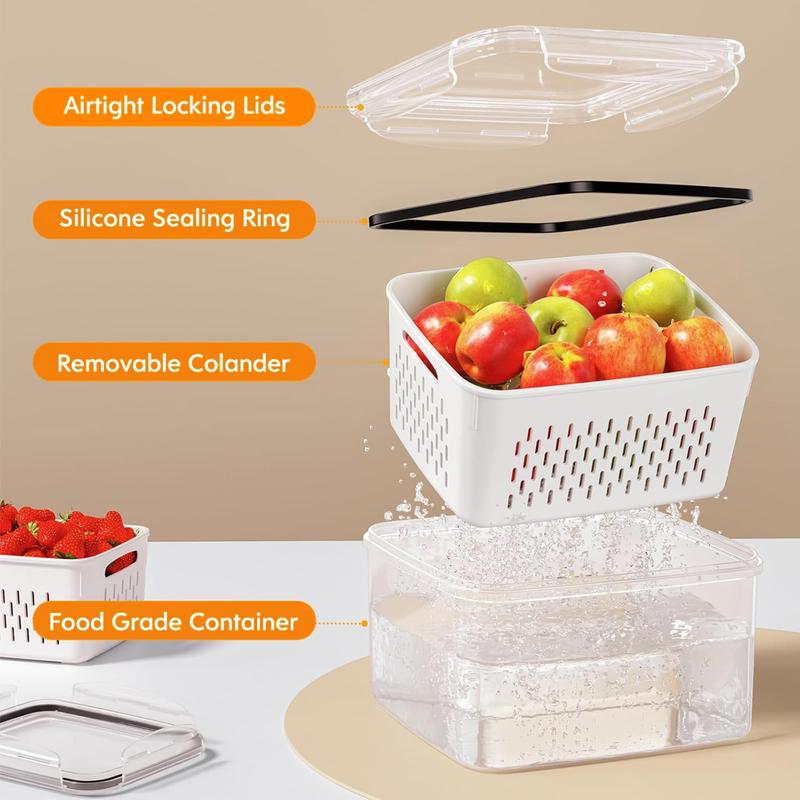 3-in-1 Fruit & Vegetable Storage Containers with Removable Colander