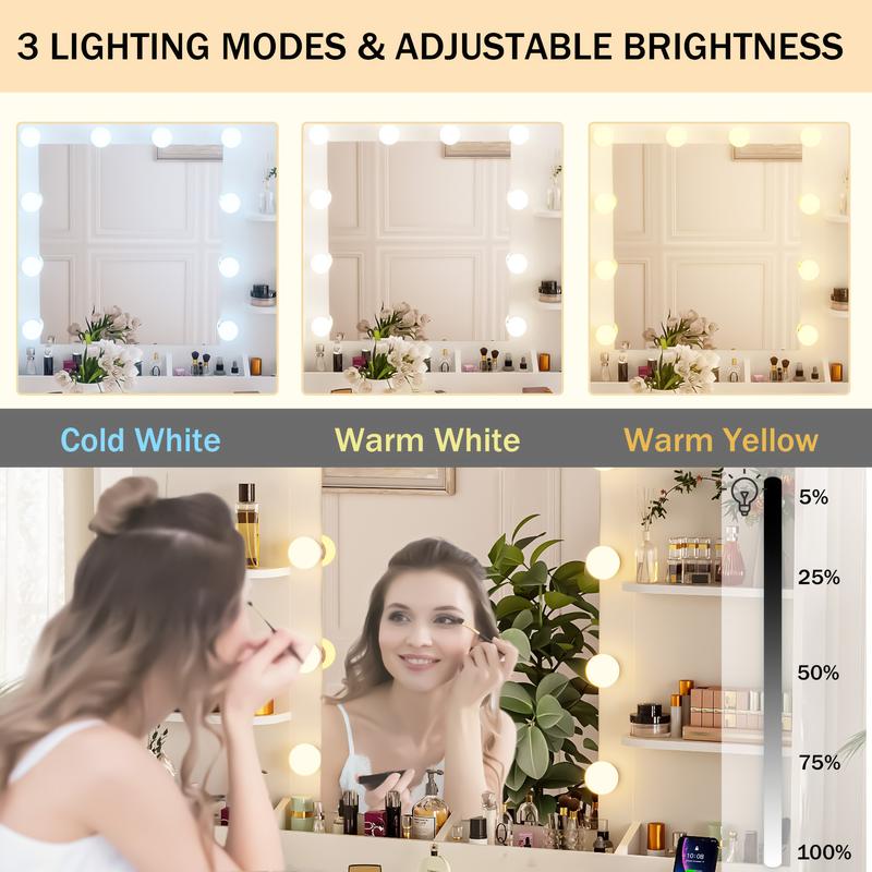 Smart Vanity Desk with LED Mirror