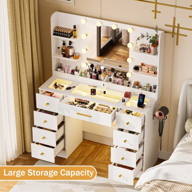 Smart Vanity Desk with LED Mirror