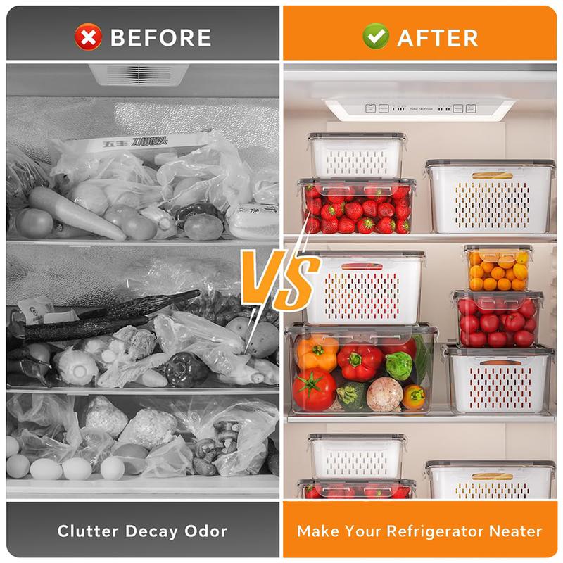 3-in-1 Fruit & Vegetable Storage Containers with Removable Colander