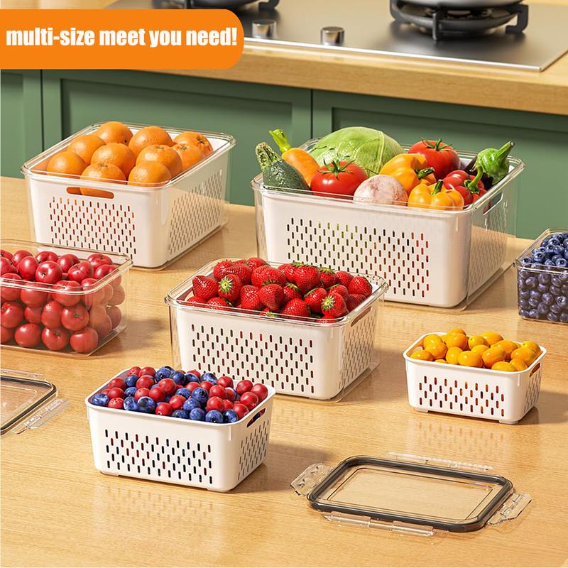 3-in-1 Fruit & Vegetable Storage Containers with Removable Colander