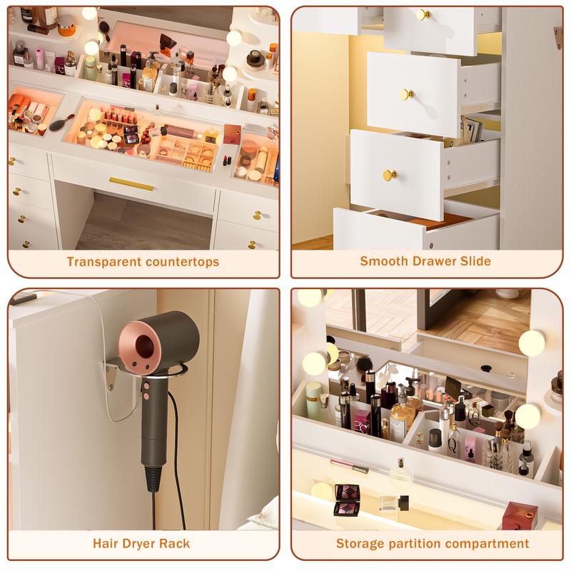 Smart Vanity Desk with LED Mirror