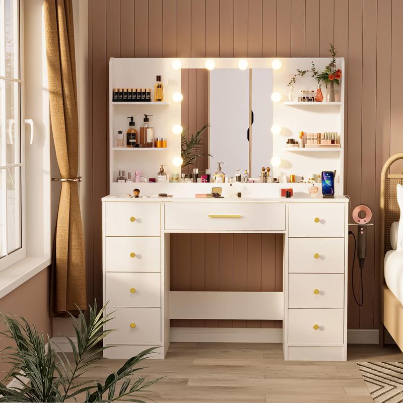 Smart Vanity Desk with LED Mirror